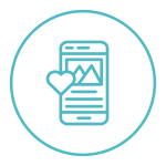 phone with heart icon, symbolizing social media management